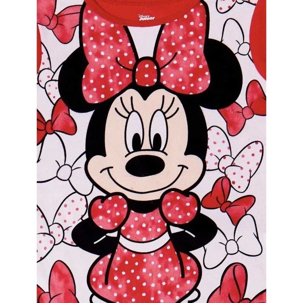 Disney Minnie Mouse Pajama Set Kids Girls 4/5 Red New Flannel‎ 2pc Sleepwear